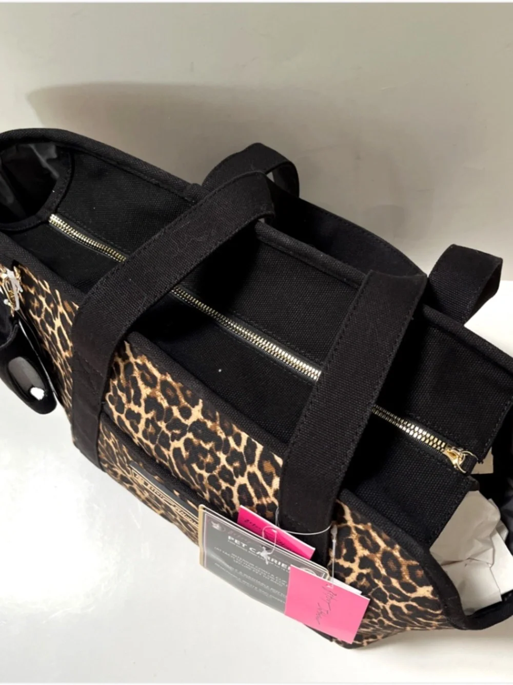 Betsey Johnson Leopard Pet Carrier Bag Dog Cat Tote Canvas 16lb NWT Animal Print